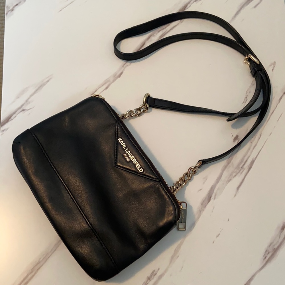 Karl Lagerfeld Crossbody Black Leather purse bag